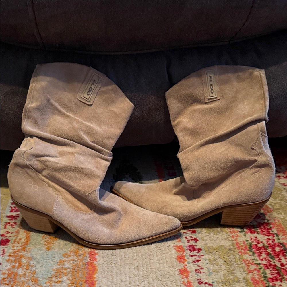 Aldo Women's Beige Suede Heeled Boots (size 37)